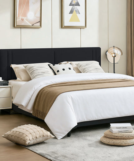 JONPONY Upholstered Full Headboard,Solid Wood Head Board with Linen Fabric,Adjustable Height Headboard from 37" to 51",Bed Frame Adapters,Headboard Only