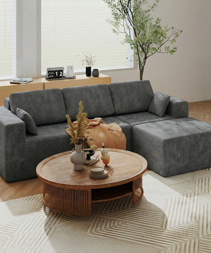 JONPONY L-Shape Sofa Couch,Cloud Sofa Couch No Assembly Boneless Deep Seat Sofa for Living Room