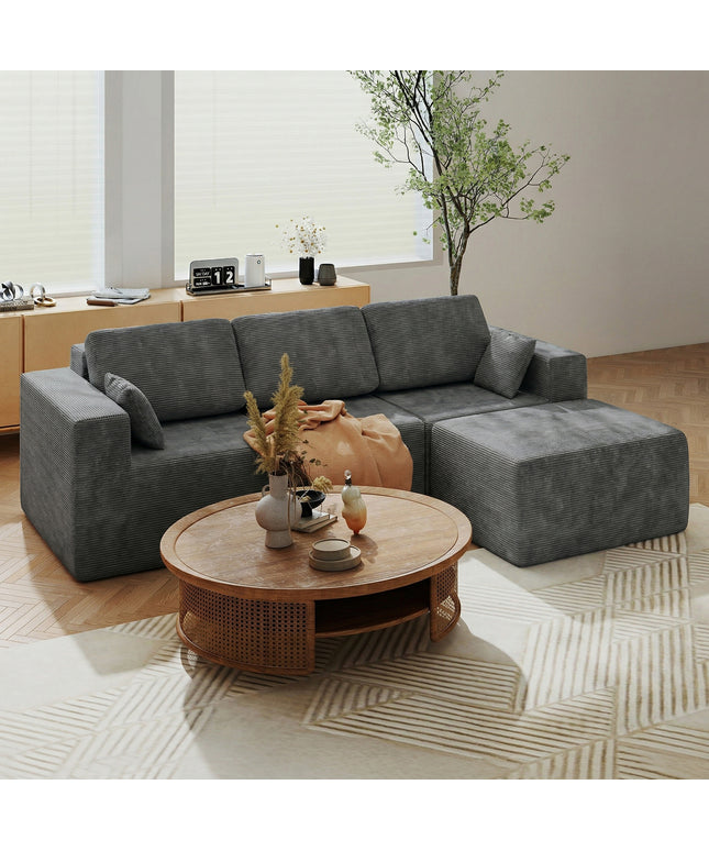 JONPONY L-Shape Sofa Couch,Cloud Sofa Couch No Assembly Boneless Deep Seat Sofa for Living Room
