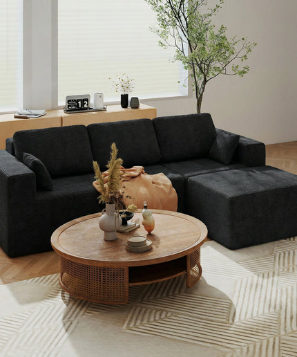 JONPONY L-Shape Sofa Couch,Cloud Sofa Couch No Assembly Boneless Deep Seat Sofa for Living Room