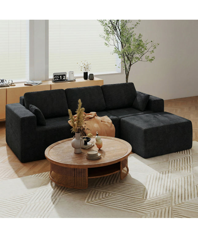 JONPONY L-Shape Sofa Couch,Cloud Sofa Couch No Assembly Boneless Deep Seat Sofa for Living Room