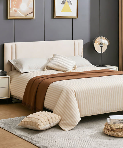 JONPONY Upholstered Full Headboard,Solid Wood Head Board with Linen Fabric,Adjustable Height Headboard from 37" to 51",Bed Frame Adapters,Headboard Only