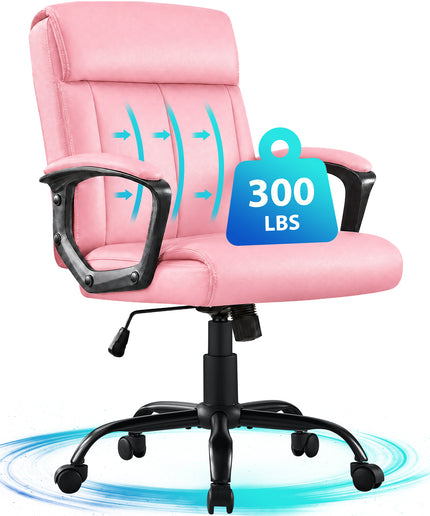 JONPONY Big and Tall Office Chair 300LBS Wide Seat Ergonomic Computer Desk Chair High Back Executive Leather Chair Adjustable Task Chair Lumbar Back Support 8 Hours Heavy Duty Design,Black