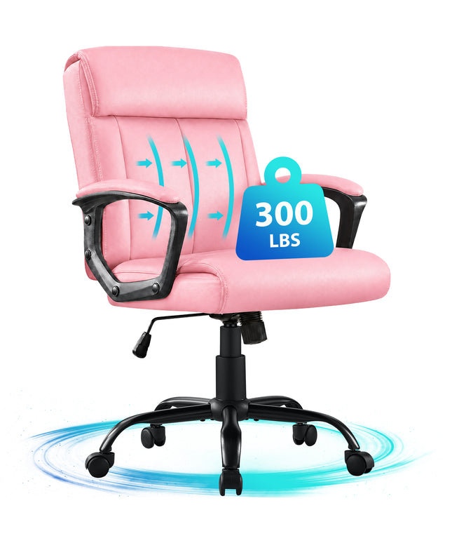 JONPONY Big and Tall Office Chair 300LBS Wide Seat Ergonomic Computer Desk Chair High Back Executive Leather Chair Adjustable Task Chair Lumbar Back Support 8 Hours Heavy Duty Design,Black
