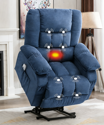 JONPONY Power Lift Recliner Chair for Elderly with Heat and Massage, Lay Flat Assist Recliner with Side Pocket for Living Room，Grey