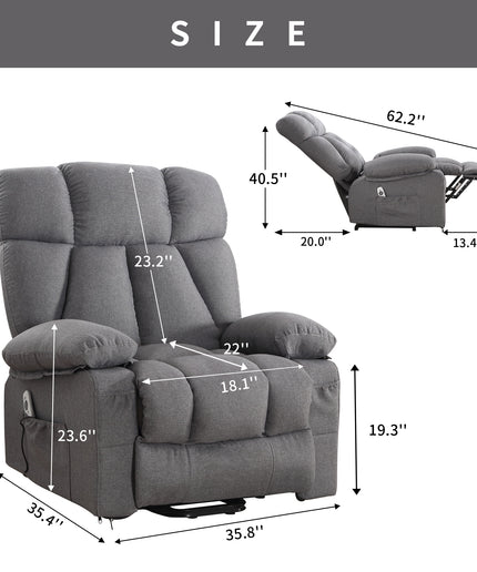 JONPONY Power Lift Recliner Chair Recliners for Elderly with Heat and Massage Recliner Chair for Living Room with Infinite Position and Side Pocket,USB Charge Port,Grey
