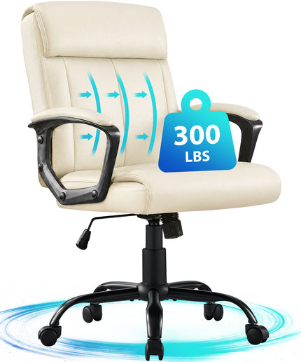 JONPONY Big and Tall Office Chair 300LBS Wide Seat Ergonomic Computer Desk Chair High Back Executive Leather Chair Adjustable Task Chair Lumbar Back Support 8 Hours Heavy Duty Design,Black