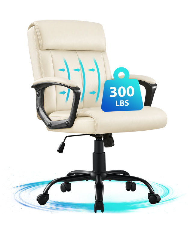 JONPONY Big and Tall Office Chair 300LBS Wide Seat Ergonomic Computer Desk Chair High Back Executive Leather Chair Adjustable Task Chair Lumbar Back Support 8 Hours Heavy Duty Design,Black
