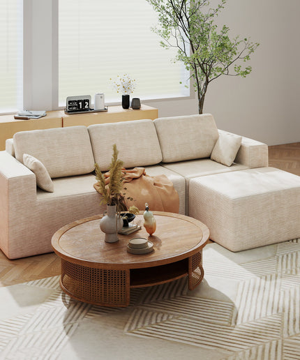 JONPONY L-Shape Sofa Couch,Cloud Sofa Couch No Assembly Boneless Deep Seat Sofa for Living Room