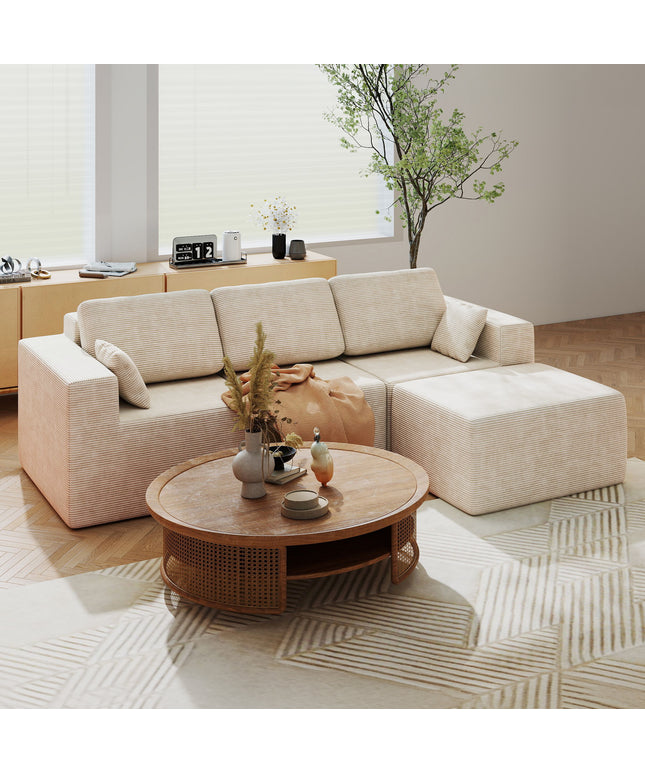 JONPONY L-Shape Sofa Couch,Cloud Sofa Couch No Assembly Boneless Deep Seat Sofa for Living Room
