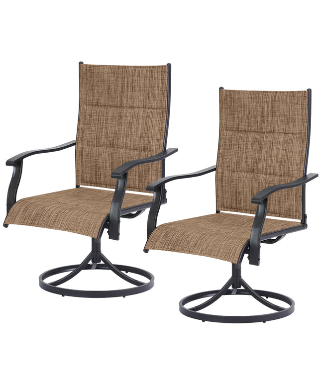 JONPONY Patio Swivel Dining Chairs Set of 2, Outdoor Dining Chairs 360°Swiwel with Steel Frame & Textilene Fabric, High Back Patio Dining Chairs