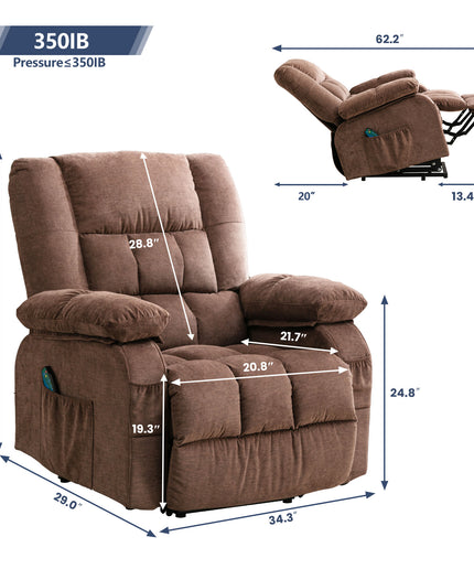 JONPONY Power Lift Recliner Chair Recliners for Elderly with Heat and Massage Recliner Chair for Living Room with Infinite Position and Side Pocket,USB Charge Port,Brown