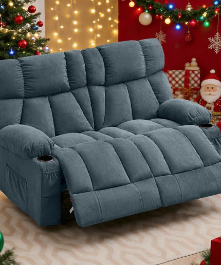 JONPONY Loveseat Recliner, Reclining Sofa with Cup-Holders, 2-Seater Couch for Living Room, Grey