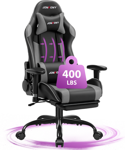 JONPONY Game Chair,Ergonomically Designed Computer Chair with headrest and 2D Armrests,with Footrest and Lumbar Support,High Back Office Chair Support 8 Hours Long Sitting,Computer Chair,RED