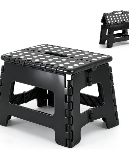 JONPONY Folding Step Stool - 9"Lightweight Step Stool is Sturdy Enough to Support and Safe Enough. Opens Easy with One Flip. Great for Kitchen, Bathroom, Bedroom
