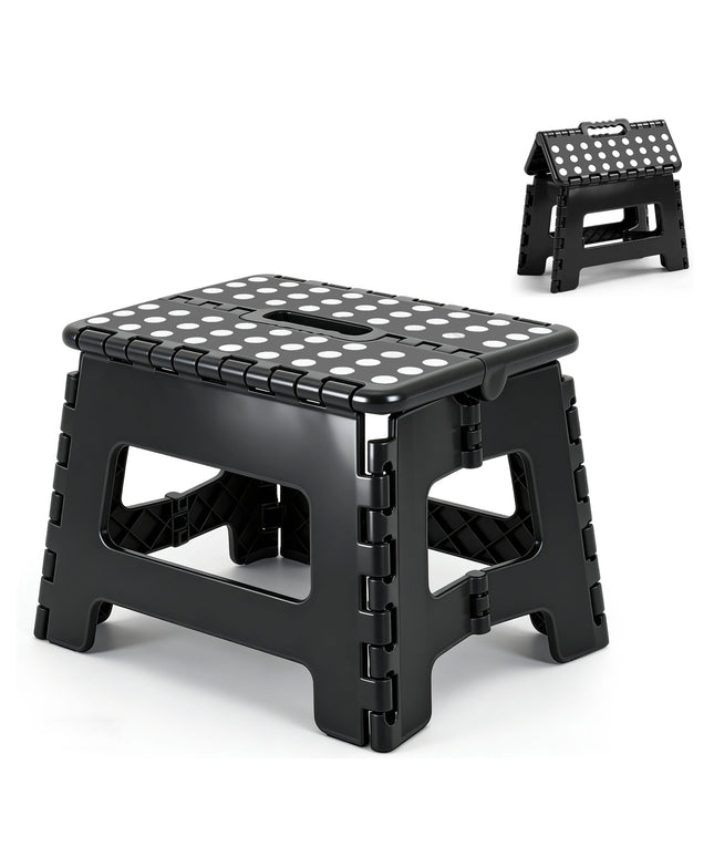 JONPONY Folding Step Stool - 9"Lightweight Step Stool is Sturdy Enough to Support and Safe Enough. Opens Easy with One Flip. Great for Kitchen, Bathroom, Bedroom