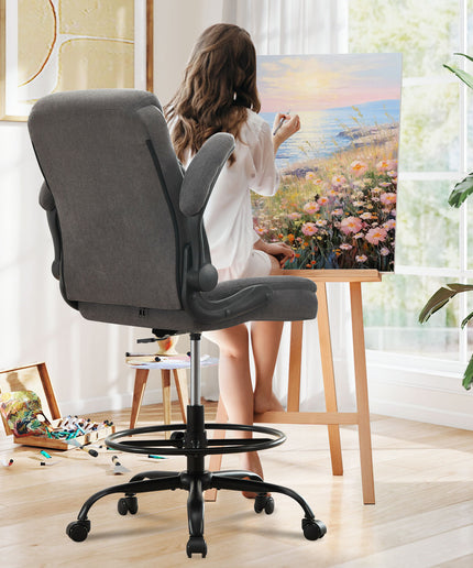 JONPONY Tall Office Chair for Standing Desk, Ergonomic High Office Chair with Adjustable Foot Ring, Flip-Up Armrests, Lumbar Support for Home office ,Dark Gray