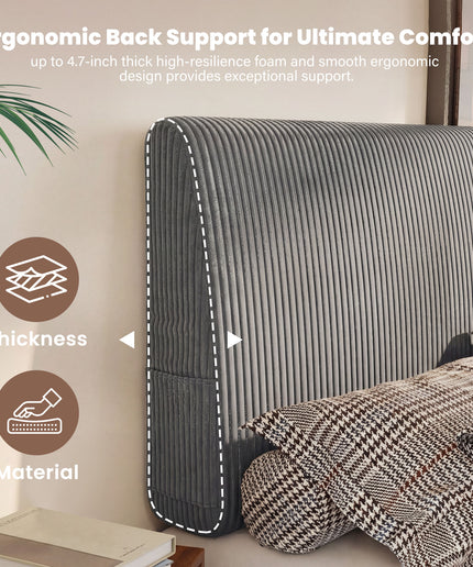 JONPONY Simple Upholstered Headboard for Queen Size Bed, Height Adjustable and Ergonomic Headboard,Easy Assemble, Sturdy and Durable,Grey