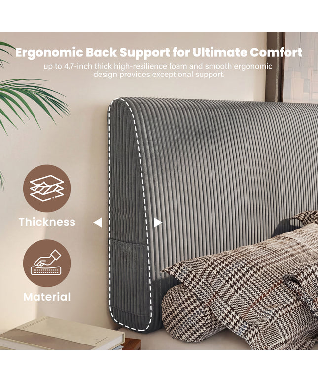 JONPONY Simple Upholstered Headboard for Queen Size Bed, Height Adjustable and Ergonomic Headboard,Easy Assemble, Sturdy and Durable,Grey