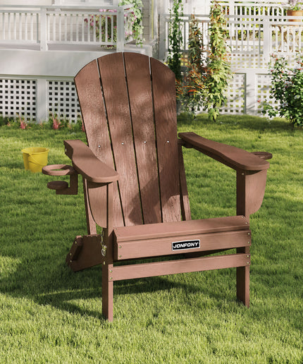 JONPONY Folding Adirondack Chair – Outdoor Patio & Backyard Seating