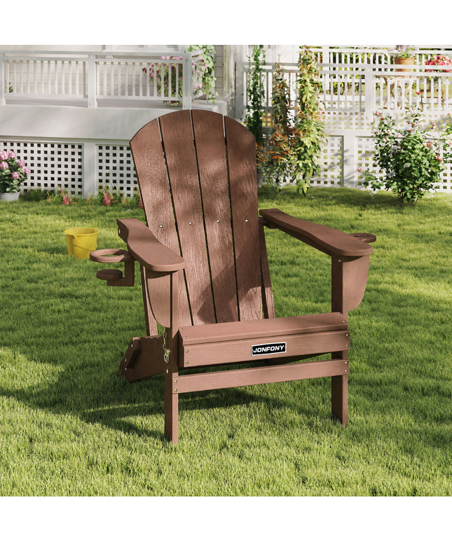 JONPONY Folding Adirondack Chair – Outdoor Patio & Backyard Seating