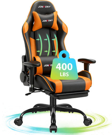 JONPONY Game Chair,Ergonomically Designed Computer Chair with headrest and 2D Armrests,with Footrest and Lumbar Support,High Back Office Chair Support 8 Hours Long Sitting,Computer Chair,RED