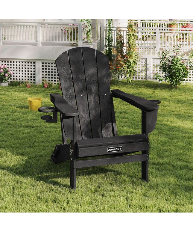 JONPONY Folding Adirondack Chair – Outdoor Patio & Backyard Seating