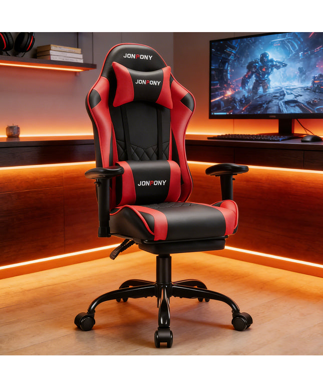 JONPONY Big and Tall 500LBS Gaming Chair, Ergonomic Design with 2D Armrests,PU Leather with Footrest and Lumbar Support, High Back Office Chair Support 8 Hours Long Sitting, Computer Chair
