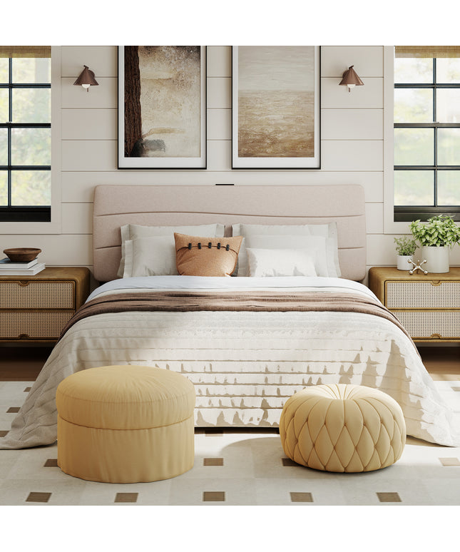 JONPONY Tufted Upholstered Headboard Queen Size, Solid Wood Head Board with Durable Metal Legs, Adjustable Height Bed headboard from 37” to 58” Fabric Headboard in Modern Button Design, Black