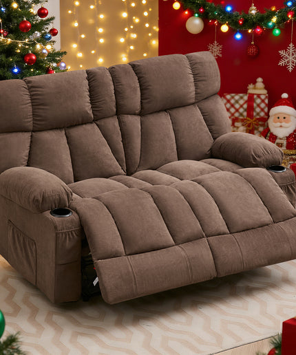 JONPONY Loveseat Recliner, Reclining Sofa with Cup-Holders, 2-Seater Couch for Living Room, Grey