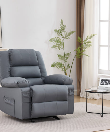 JONPONY Home Modern Comfort Reclining Chair,Elderly Single Rocker Sofa with Side Pocket for Bedroom Home Theater,Grey