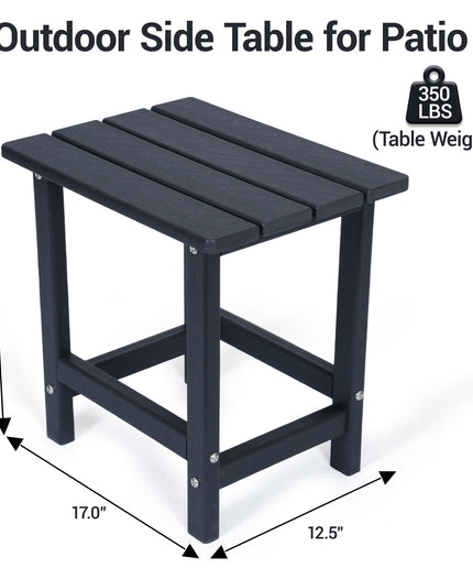 JONPONY HDPE Outdoor Side Table, Black | Waterproof Patio End Tables for Garden Poolside Balcony Deck Porch Backyard or Indoor Use, 17.5"L x 12.5"D x 16.5"H