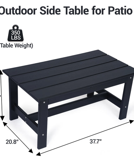 Jonpony Outdoor Coffee Table, Rectangle Patio Coffee Table, All-Weather Side Table for Balcony, Poolside, Deck, Garden, 37.7''L x 20.8''D x 17.7''H