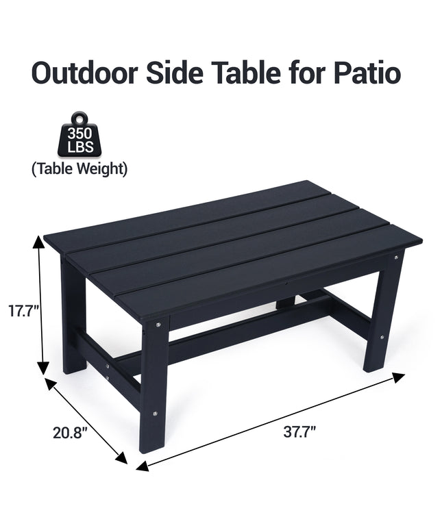 Jonpony Outdoor Coffee Table, Rectangle Patio Coffee Table, All-Weather Side Table for Balcony, Poolside, Deck, Garden, 37.7''L x 20.8''D x 17.7''H
