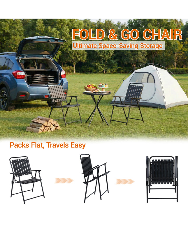 Jonpony 3 Pieces Patio Furniture Set, Bistro Table and Foldable Chairs, Waterproof Patio Furniture Folding Set, All-Weather outdoor table and chairs, Balcony Furniture for Porch, Yard, Garden, Black, Brown