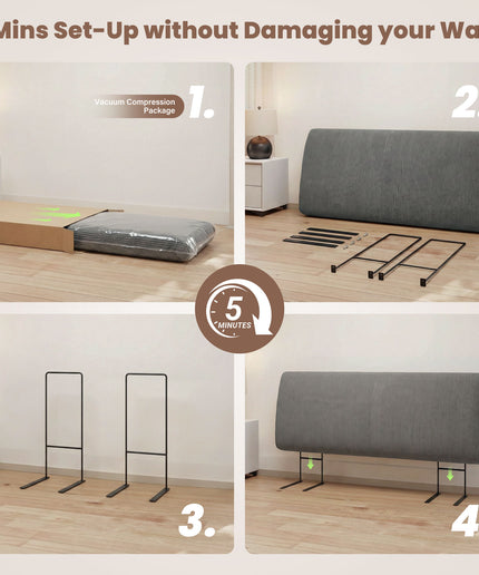 JONPONY Simple Upholstered Headboard for Queen Size Bed, Height Adjustable and Ergonomic Headboard,Easy Assemble, Sturdy and Durable,Grey