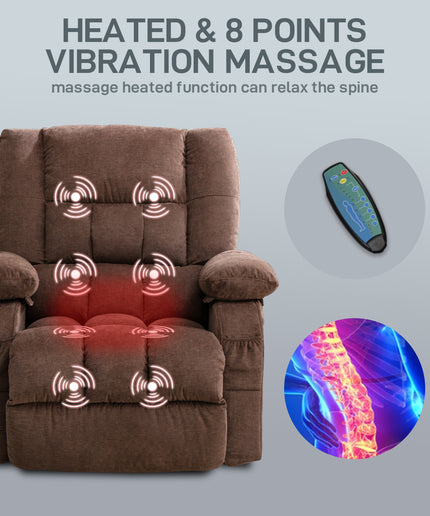 JONPONY Power Lift Recliner Chair Recliners for Elderly with Heat and Massage Recliner Chair for Living Room with Infinite Position and Side Pocket,USB Charge Port,Brown