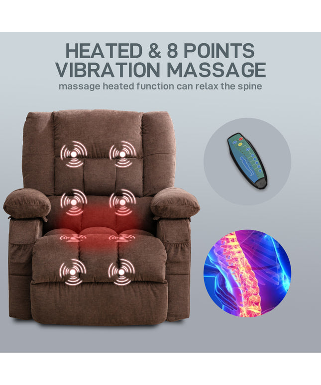 JONPONY Power Lift Recliner Chair Recliners for Elderly with Heat and Massage Recliner Chair for Living Room with Infinite Position and Side Pocket,USB Charge Port,Brown