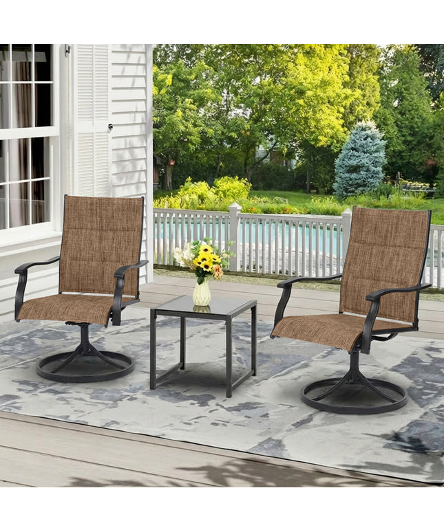 JONPONY Patio Swivel Dining Chairs Set of 2, Outdoor Dining Chairs 360°Swiwel with Steel Frame & Textilene Fabric, High Back Patio Dining Chairs