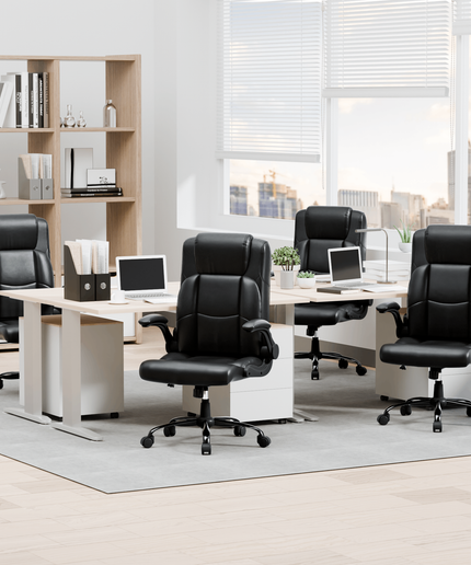 JONPONY Big and Tall Office Chair 400LBS Wide Seat Ergonomic Computer Desk Chair High Back Executive Leather Chair Adjustable Task Chair Lumbar Back Support 8 Hours Heavy Duty Design,9189,Black