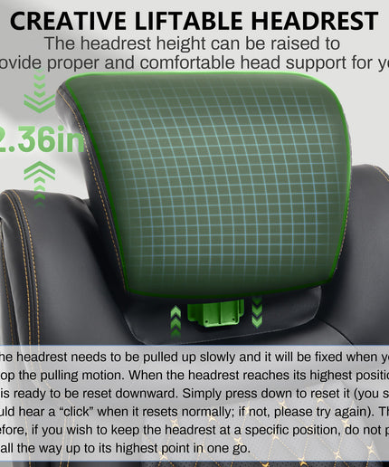 JONPONY Big and Tall Office Chair 500lbs, PU Leather High Back Desk Chair with 5D Flip Arms, Adjustable Headrest & Lumbar Airbag Support, Thick Spring Cushion, Armrests & Wheels, Black