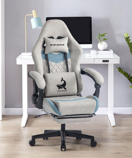 JONPONY Big and Tall Gaming Chair, Ergonomic Design, Gamer Chair PU Leather with Footrest and Lumbar Support, High Back Office Chair Support 8 Hours Long Sitting, Computer Chair,Grey