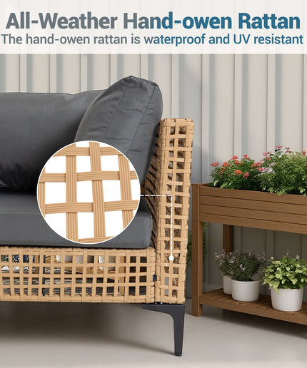 Jonpony 7-Piece Patio Furniture Set, Wicker Outdoor Conversation Set Sectional Sofa with Water Resistant Thick Cushions and Coffee Table