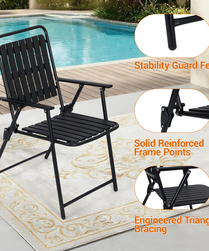 Jonpony 3 Pieces Patio Furniture Set, Bistro Table and Foldable Chairs, Waterproof Patio Furniture Folding Set, All-Weather outdoor table and chairs, Balcony Furniture for Porch, Yard, Garden, Black, Brown