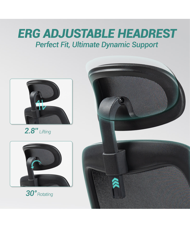 JONPONY 750 LBS Big and Tall Office Chair, Heavy Duty Executive Chair w/4D Arms, Ergonomic Computer Home Desk Chair, Swivel Mesh Chair w/2D Lumbar Support, Adjustable Headrest, Tilt Lock-Black