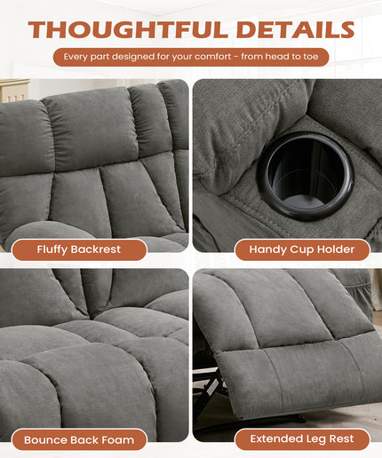 JONPONY Loveseat Recliner, Reclining Sofa with Cup-Holders, 2-Seater Couch for Living Room, Grey