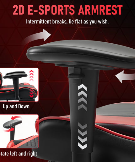 JONPONY Big and Tall 500LBS Gaming Chair, Ergonomic Design with 2D Armrests,PU Leather with Footrest and Lumbar Support, High Back Office Chair Support 8 Hours Long Sitting, Computer Chair