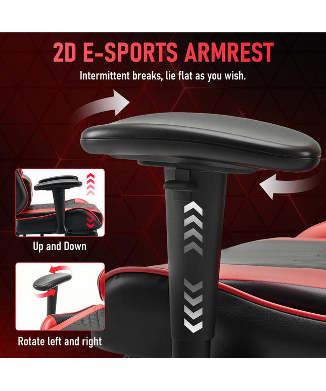 JONPONY Big and Tall 500LBS Gaming Chair, Ergonomic Design with 2D Armrests,PU Leather with Footrest and Lumbar Support, High Back Office Chair Support 8 Hours Long Sitting, Computer Chair