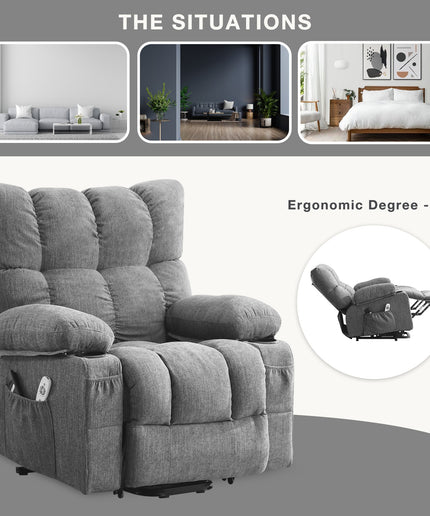 JONPONY Power Lift Recliner Chair Recliners for Elderly with Heat and Massage Recliner Chair for Living Room with Infinite Position and Side Pocket,USB Charge Port,Grey