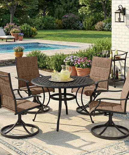 JONPONY Patio Swivel Dining Chairs Set of 2, Outdoor Dining Chairs 360°Swiwel with Steel Frame & Textilene Fabric, High Back Patio Dining Chairs